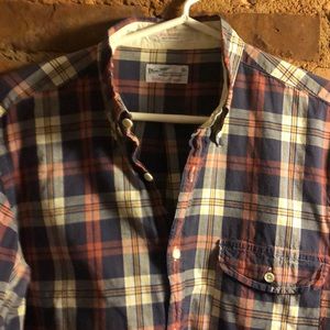 Gant men’s blue plaid button down shirt - small